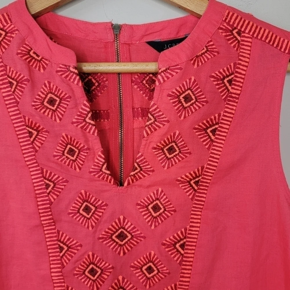 NWT J. Crew Linen Blend Embroidered Sheath Dress Size XS